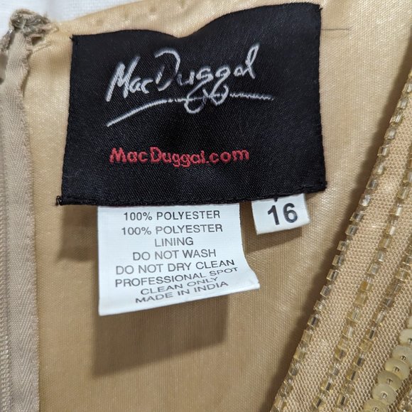 Mac Duggal SEQUINED V NECK ILLUSION SLEEVE A LINE GOWN - Picture 3 of 3